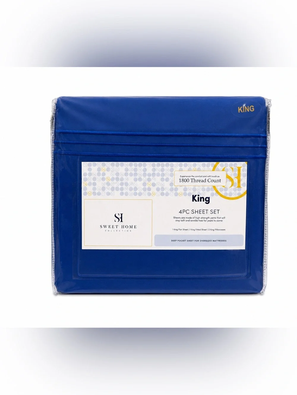 Sweet Home King 4-Piece Sheet Set in Royal Blue NIP